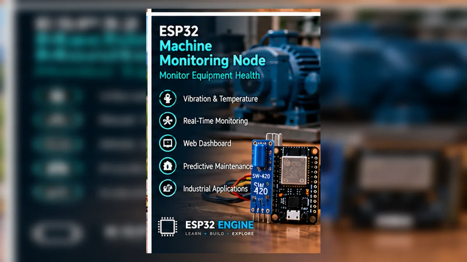 ESP32 machine monitoring node with vibration sensor and dashboard-style diagnostics