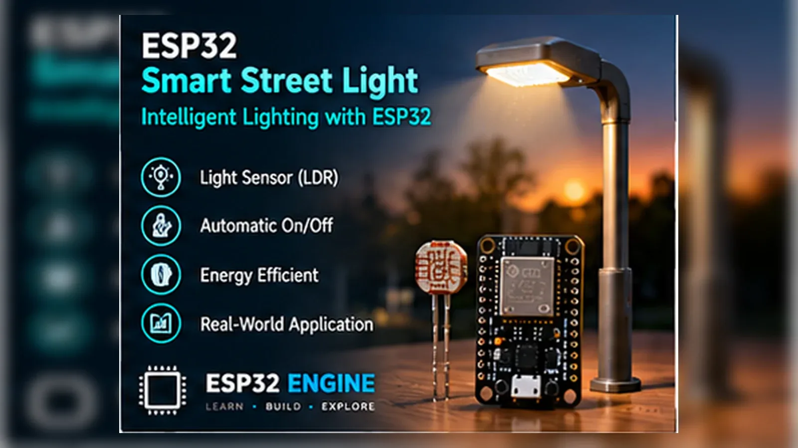 ESP32 smart street light demo with light sensor and low-voltage lamp output