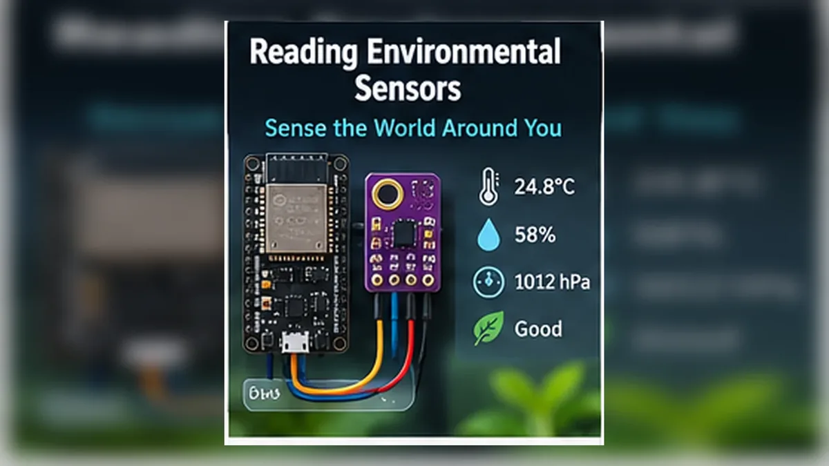 ESP32 environmental sensors guide with sensor modules on a workbench