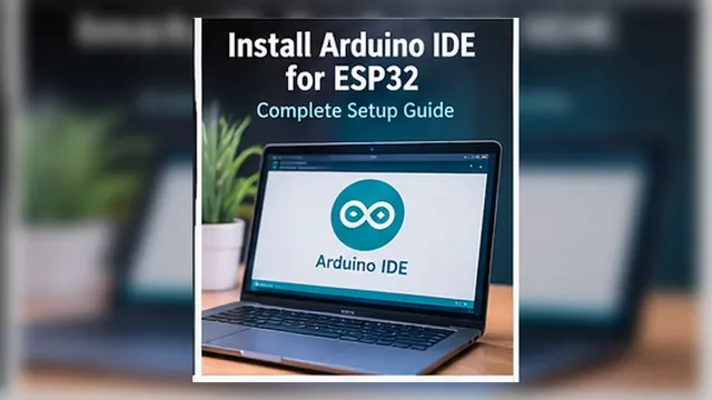 Arduino IDE setup screen with ESP32 board and USB cable