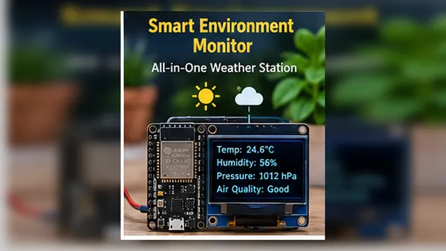 ESP32 smart environment monitor capstone with sensor readings and display dashboard