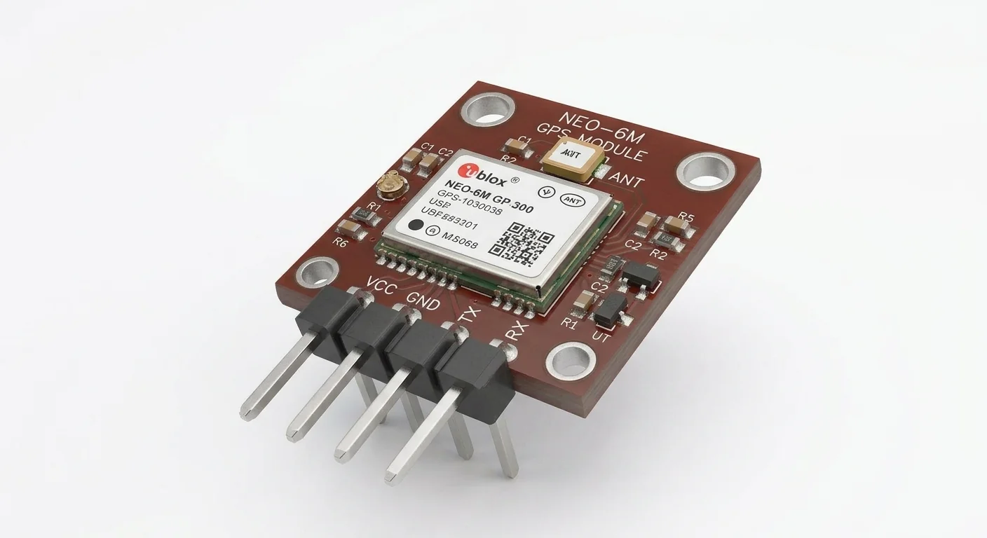 Product-style illustration of NEO-6M GPS; not a verified physical pin layout