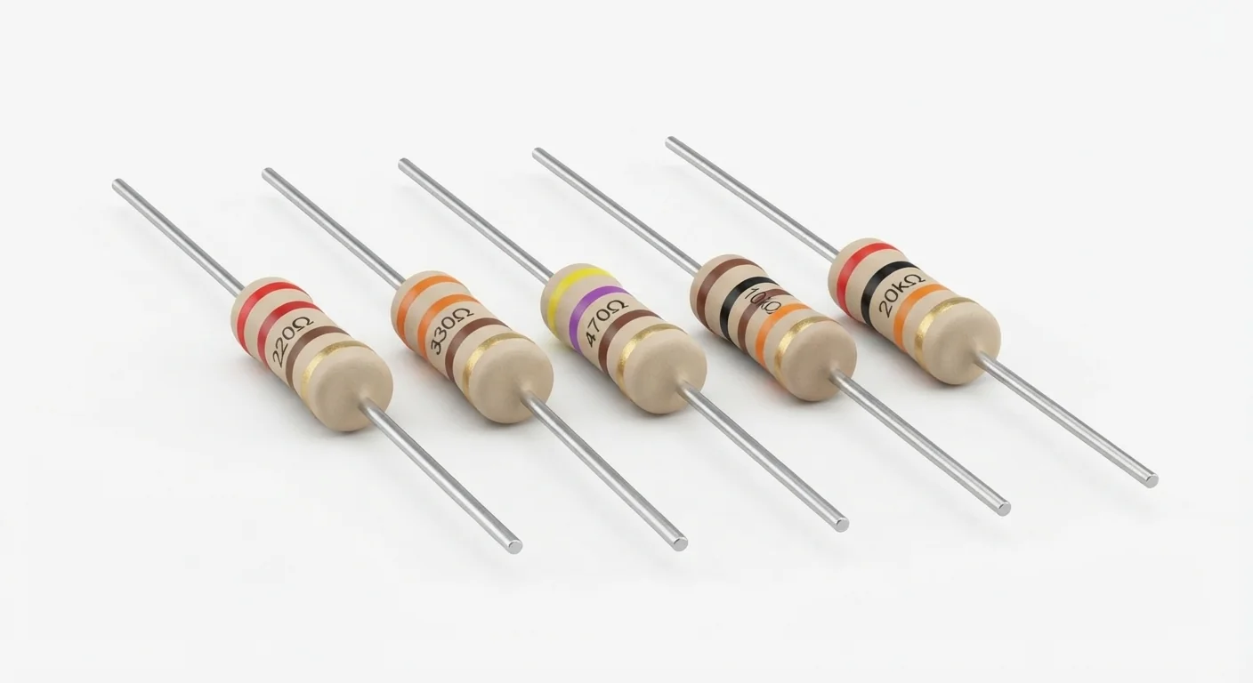 Product-style illustration of Through-Hole Resistors; not a verified module pinout